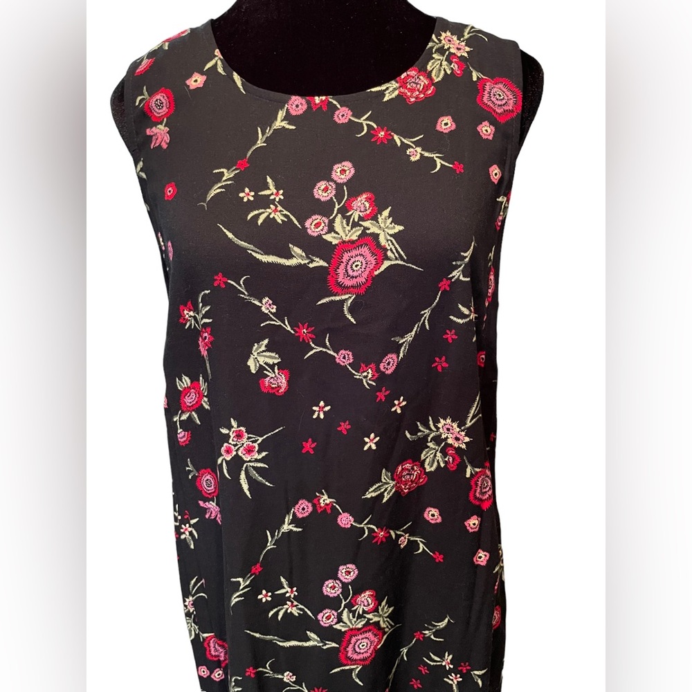 Victoria Holley Vintage 90s Black Whimsygoth Boho Witchy Hippie Rose Midi Dress - Picture 2 of 6